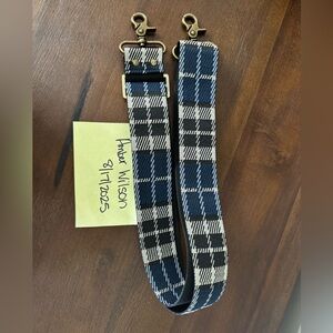 No longer available –Parker thatch Plaid Strap with Antique Gold Hardware
